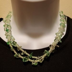 Women's fashion double necklace in light green